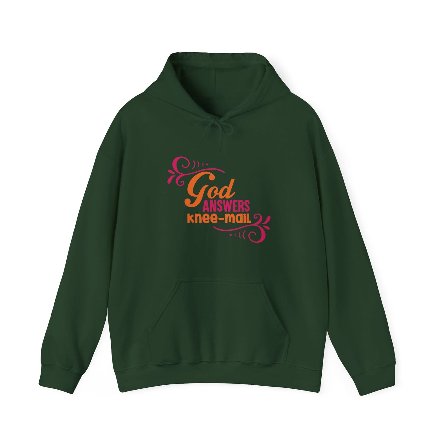 God Answers Knee Mail Funny Unisex Christian Hooded Pullover Sweatshirt