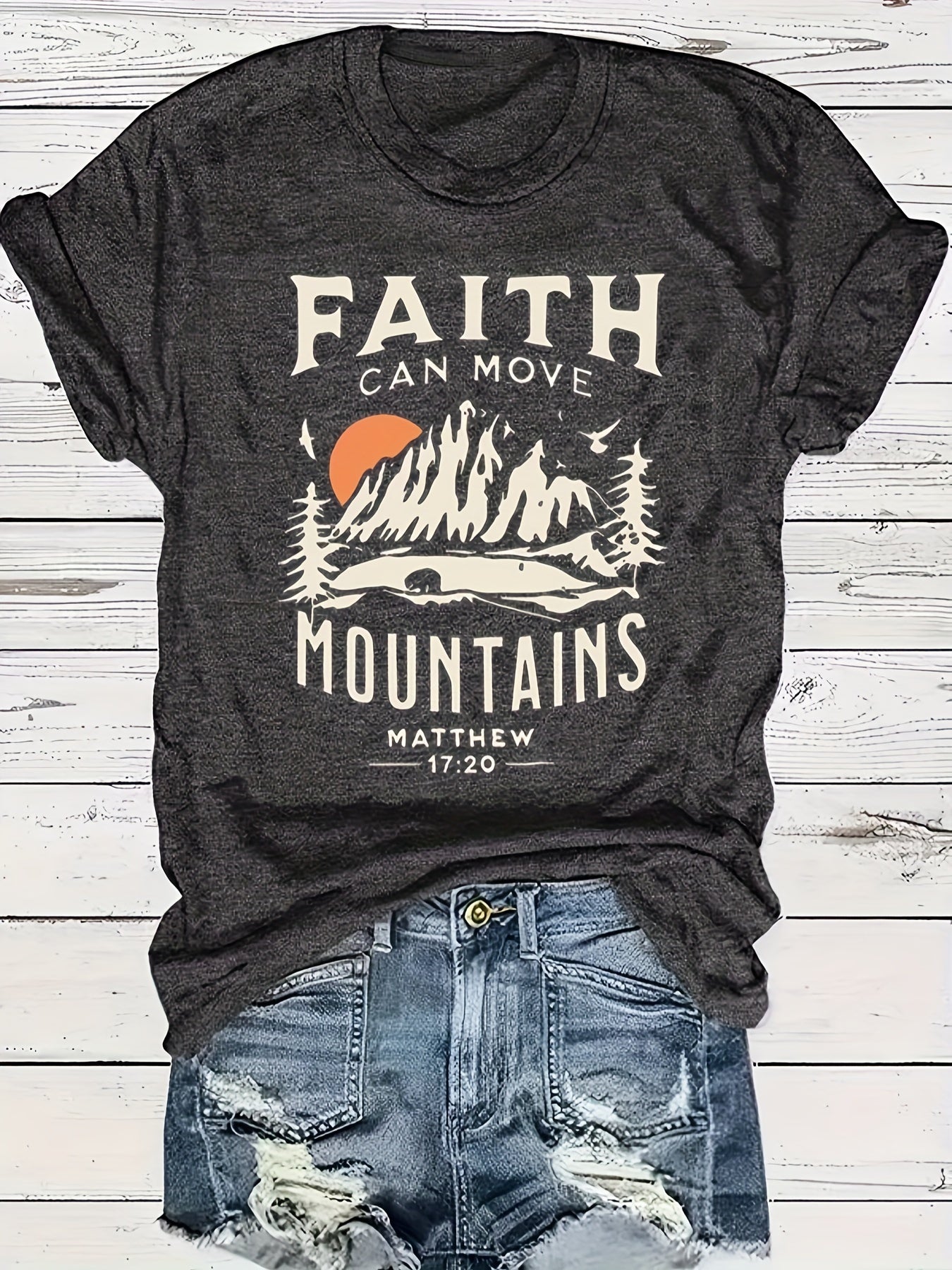 Faith Can Move Mountains Plus Size Women's Christian Casual Outfit claimedbygoddesigns