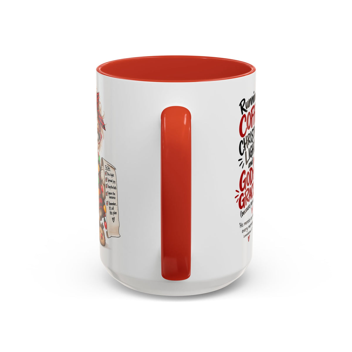 Running on Coffee, Christmas Lights and God’s Grace Christmas Mug