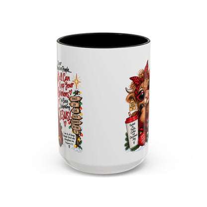 Dear Negative People… I’m Busy Celebrating Jesus! Christmas Cow Mug