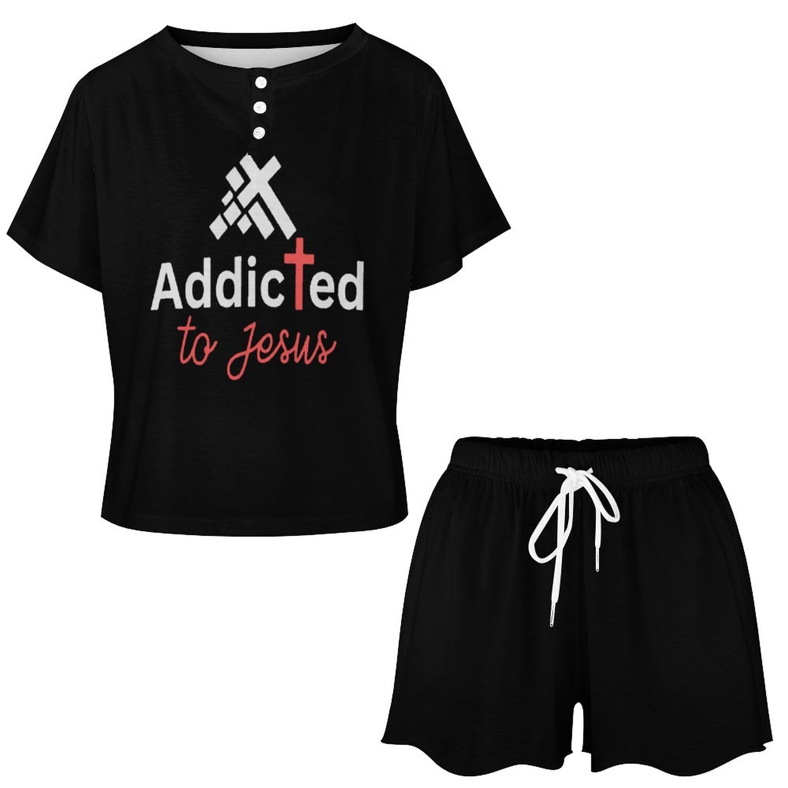 Addicted To Jesus Women's Christian Pajama Short Set SALE-Personal Design