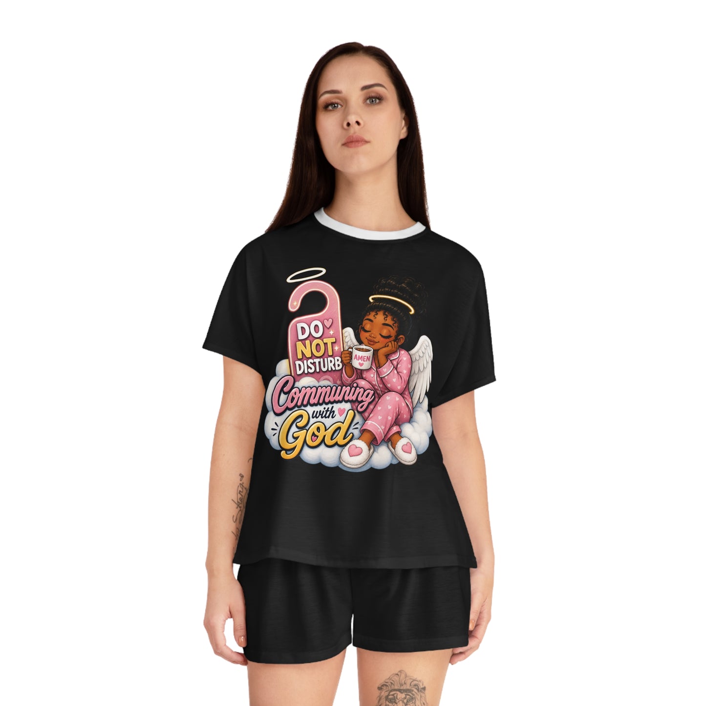 Do Not Disturb Communing with God Women's Short Pajama Set - ClaimedbyGodDesigns