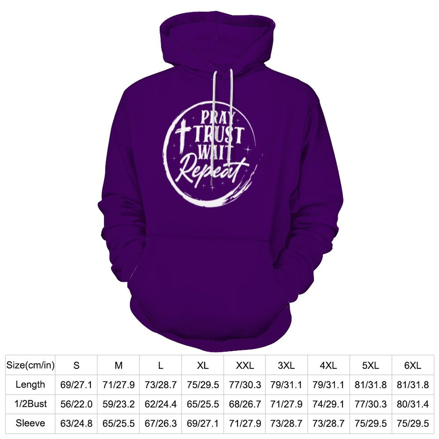 Pray Wait Trust Repeat Women's Christian Pullover Hooded Sweatshirt