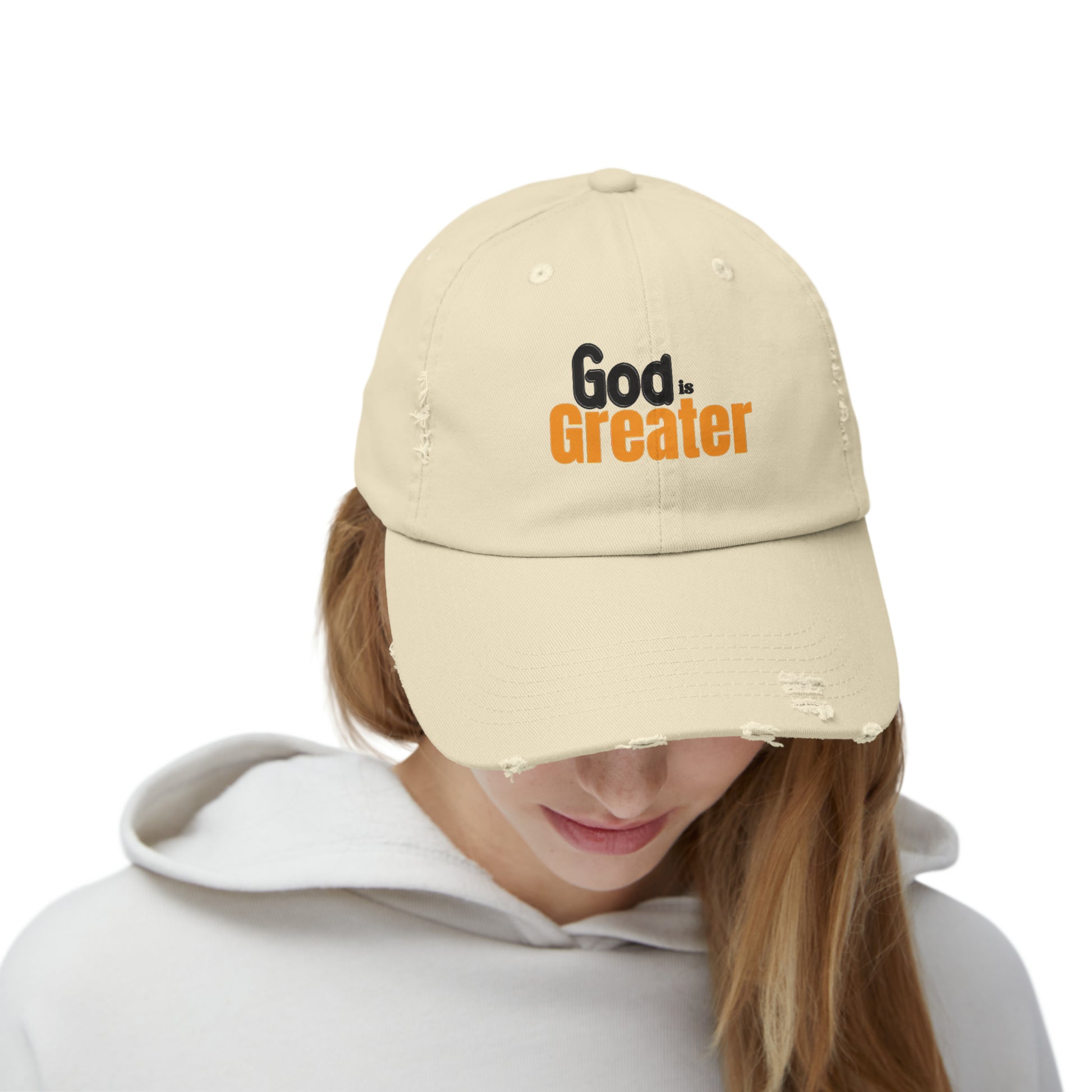 God Is Greater Unisex Christian Distressed Hat Printify