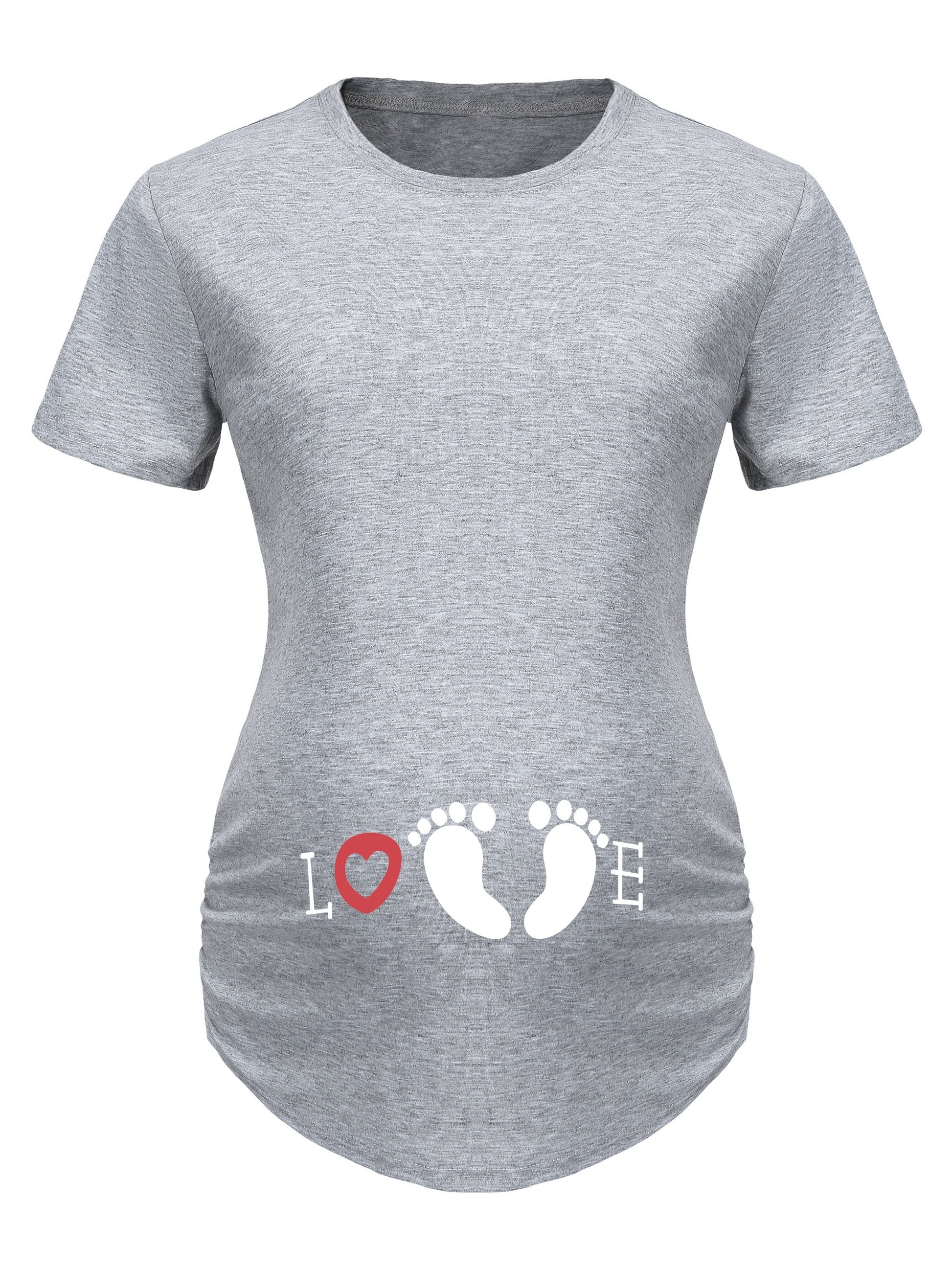 Love (baby footprint) Women's Christian Maternity T-Shirt claimedbygoddesigns