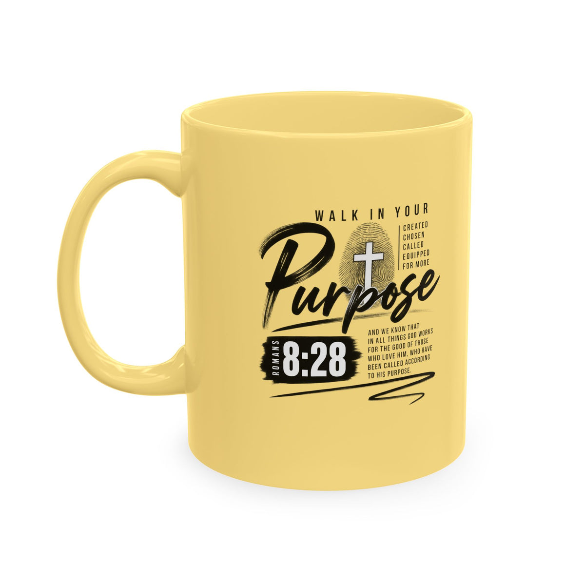 Purpose 8:28 Ceramic Mug — Christian Inspirational Coffee Cup