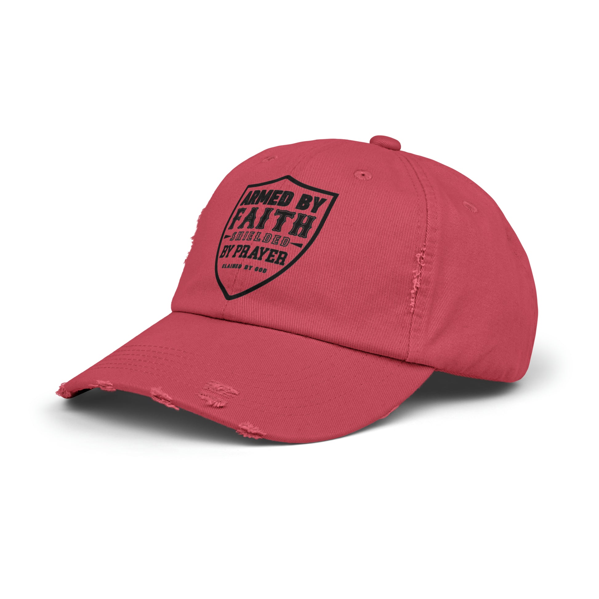 Armed By Faith Shielded By Prayer Unisex Christian Distressed Hat Printify