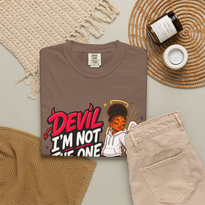Devil I'm Not the One Today T-Shirt — Funny Angel vs Devil Graphic Tee - ClaimedbyGodDesigns