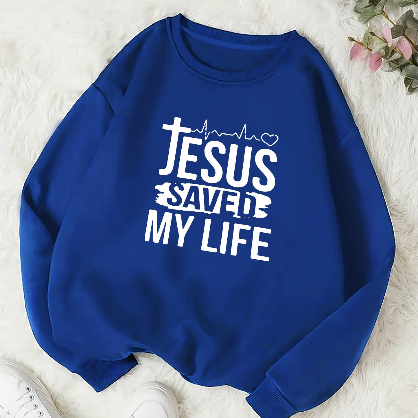 Jesus Saved My Life Youth Christian Pullover Sweatshirt claimedbygoddesigns