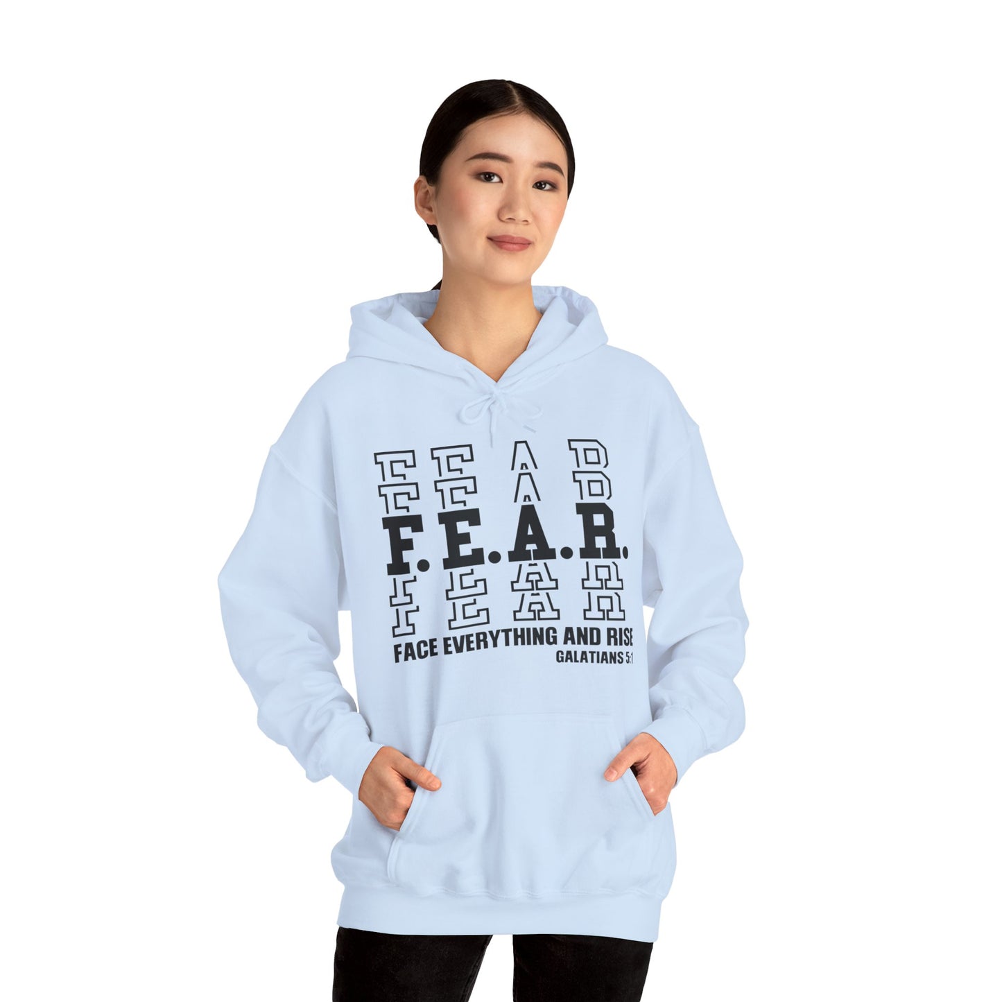 FEAR Face Everything And Rise Unisex Christian Hooded Pullover Sweatshirt