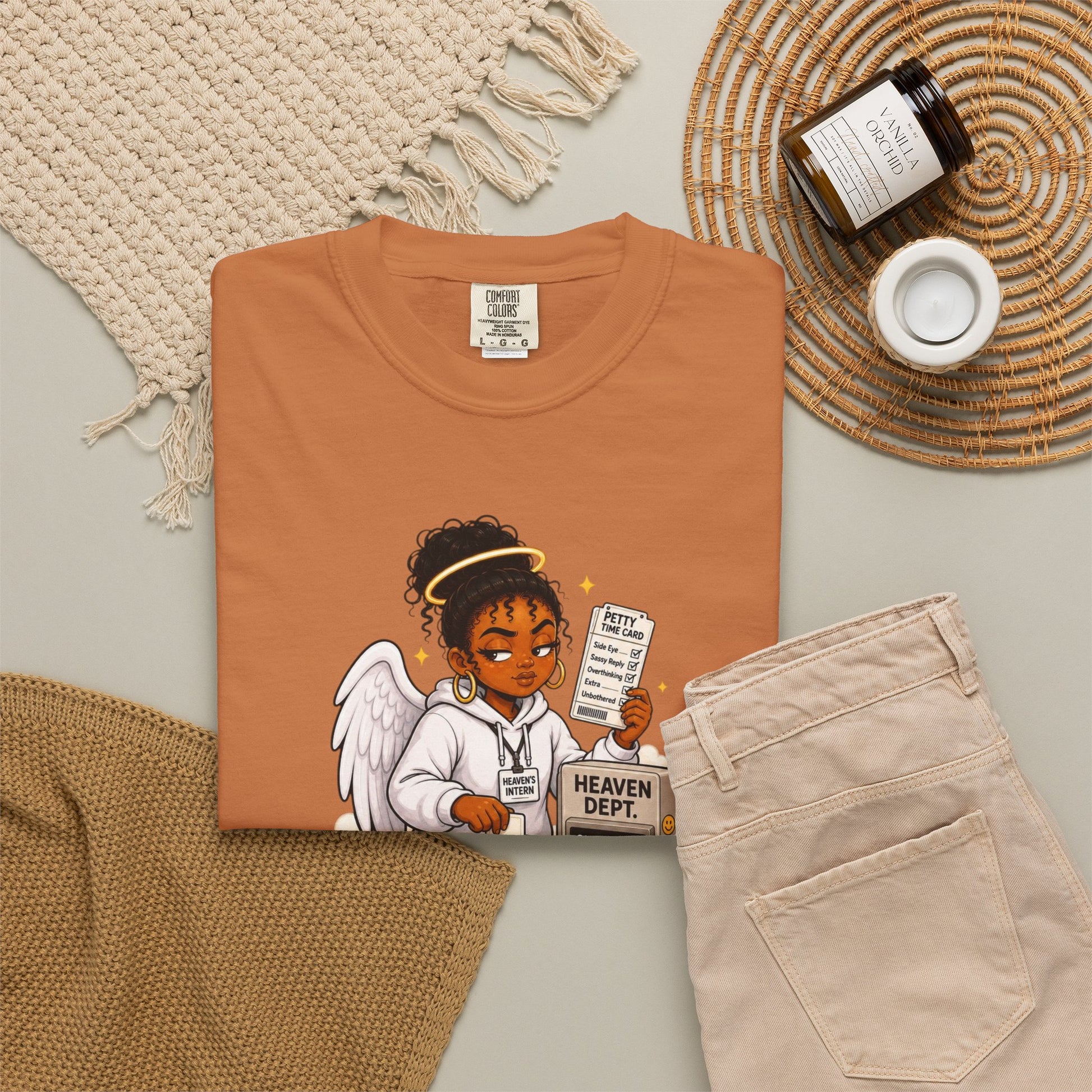Heaven's Intern T-shirt – Funny Angel Nurse Tee ('Still Learning to Clock Out Petty') - ClaimedbyGodDesigns