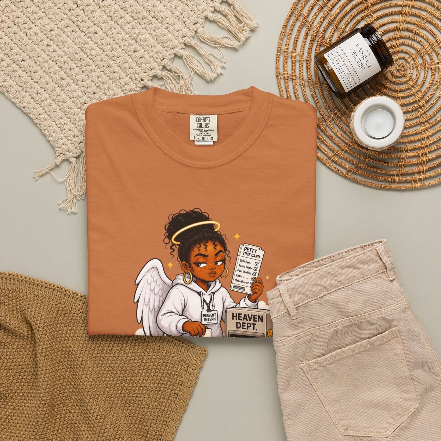 Heaven's Intern T-shirt – Funny Angel Nurse Tee ('Still Learning to Clock Out Petty')