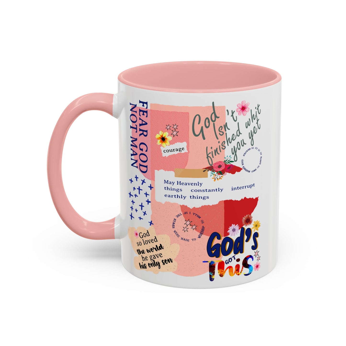 Inspirational Accent Coffee Mug - 11 & 15oz - Fear Him Not Man - Perfect Gift for Friends and Family