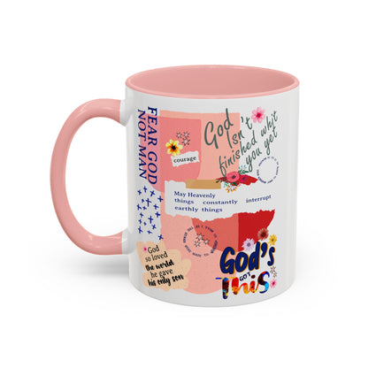 Inspirational Accent Coffee Mug - 11 & 15oz - Fear Him Not Man - Perfect Gift for Friends and Family