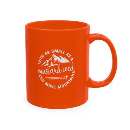 Mustard Christian Ceramic Mug — "Faith as Small as a Mustard Seed" Inspirational Coffee Cup