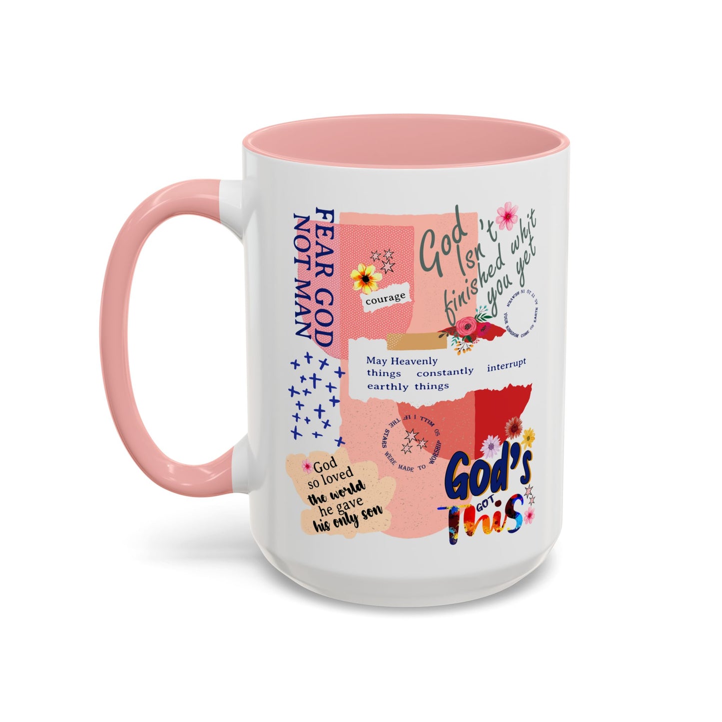 Inspirational Accent Coffee Mug - 11 & 15oz - Fear Him Not Man - Perfect Gift for Friends and Family