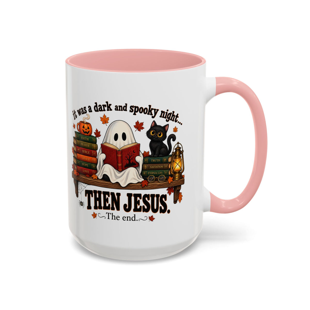 Halloween Christian Coffee Mug — “It Was a Dark and Spooky Night… Then Jesus” Accent Mug