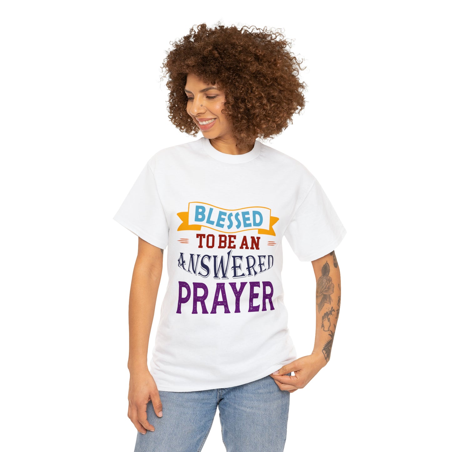 Blessed To Be An Answered Prayer Unisex Heavy Cotton Tee