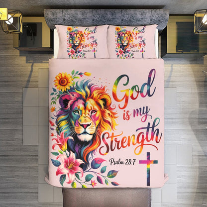 He Is My Strength 3 - PieceChristian Comforter Bedding Set - Queen - ClaimedbyGodDesigns