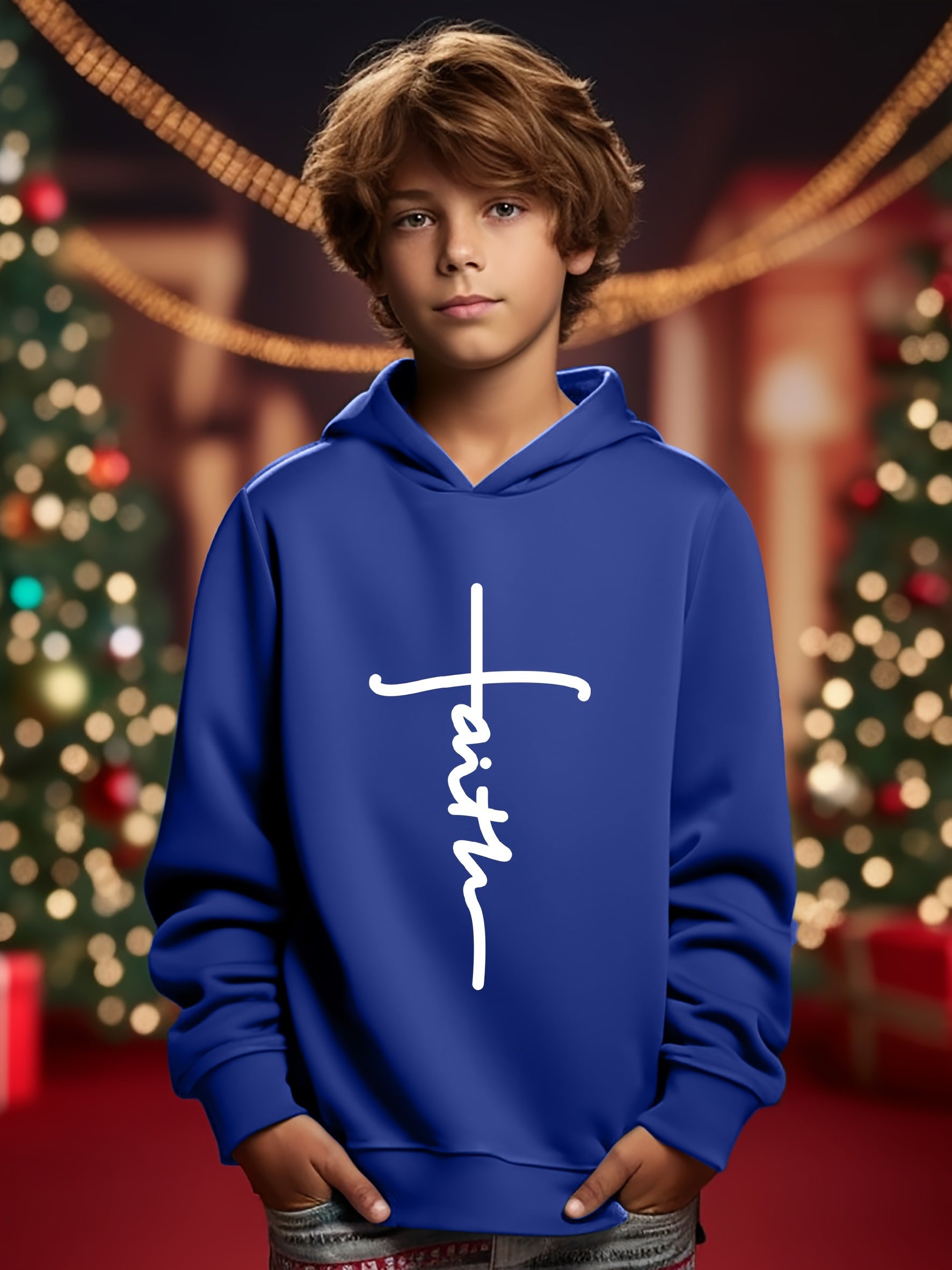 FAITH Youth Christian Pullover Hooded Sweatshirt claimedbygoddesigns