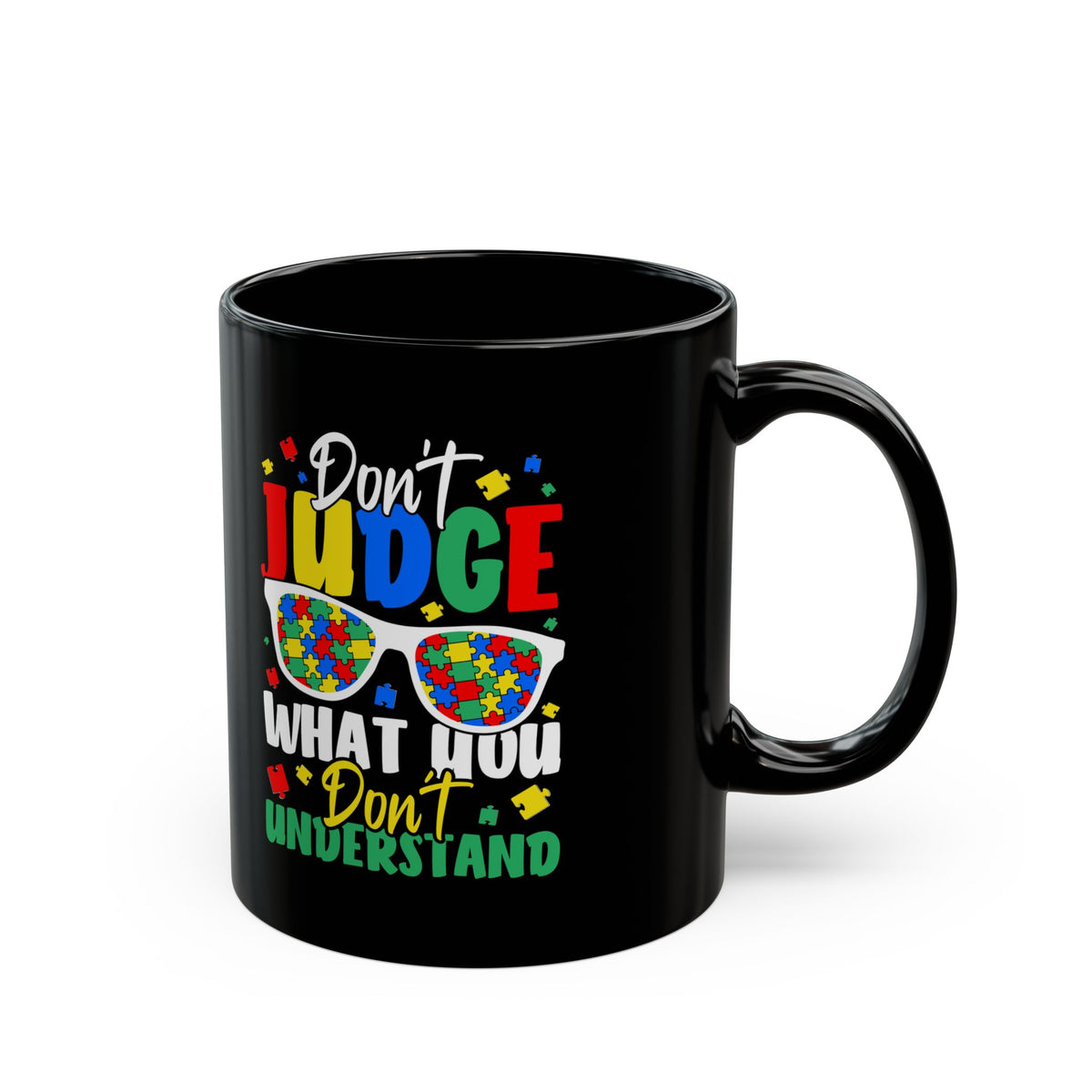 Colorful Autism Awareness Black Mug - 11oz & 15oz