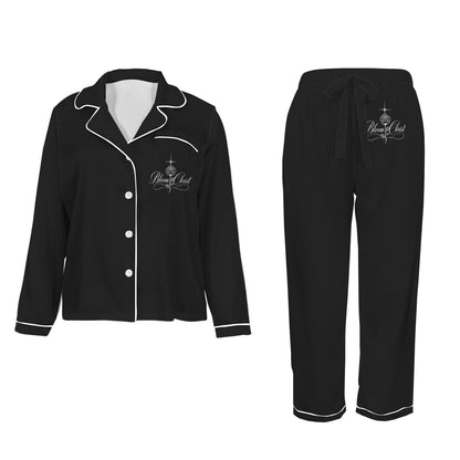 Bloom In Christ Women's Christian Silk Pajamas Women's Long Sleeve Satin Pajama Set - ClaimedbyGodDesigns