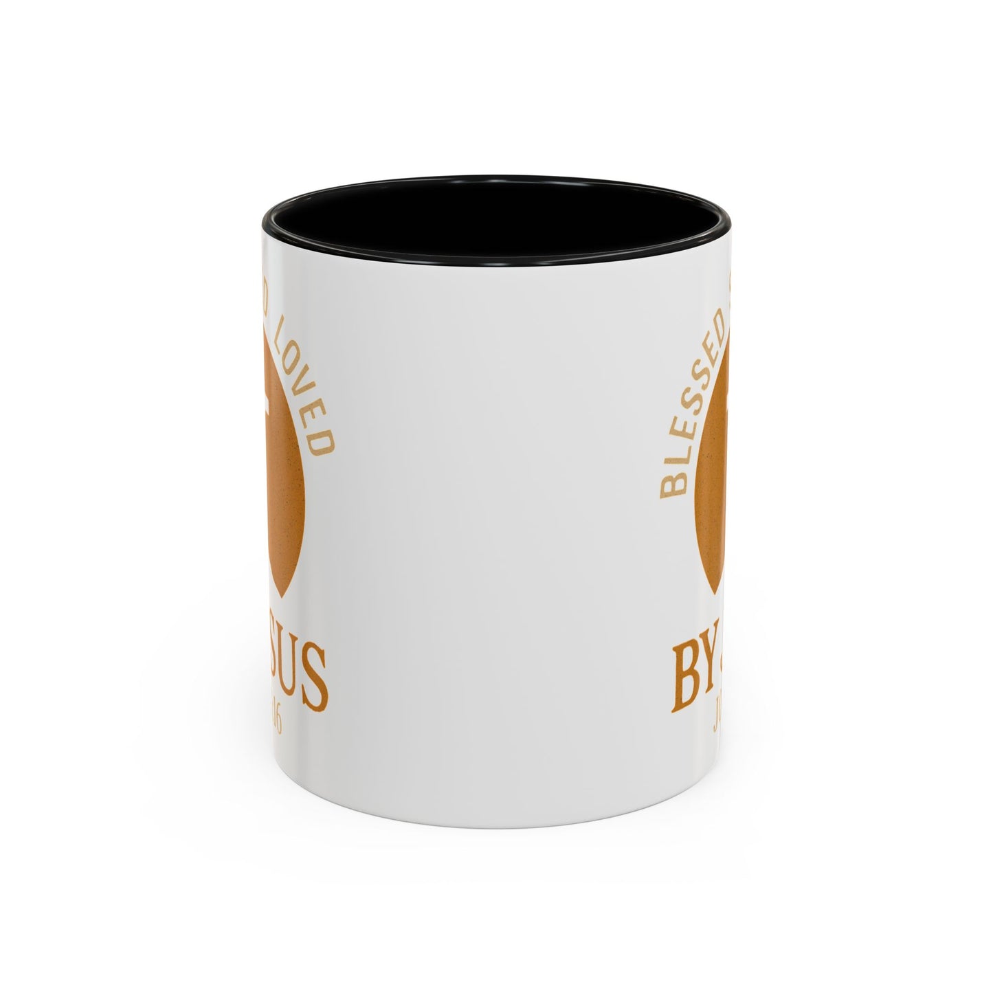 Inspirational Accent Coffee Mug - Blessed, Saved, Loved by Him | John 3:16