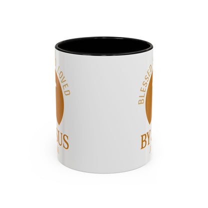 Inspirational Accent Coffee Mug - Blessed, Saved, Loved by Him | John 3:16
