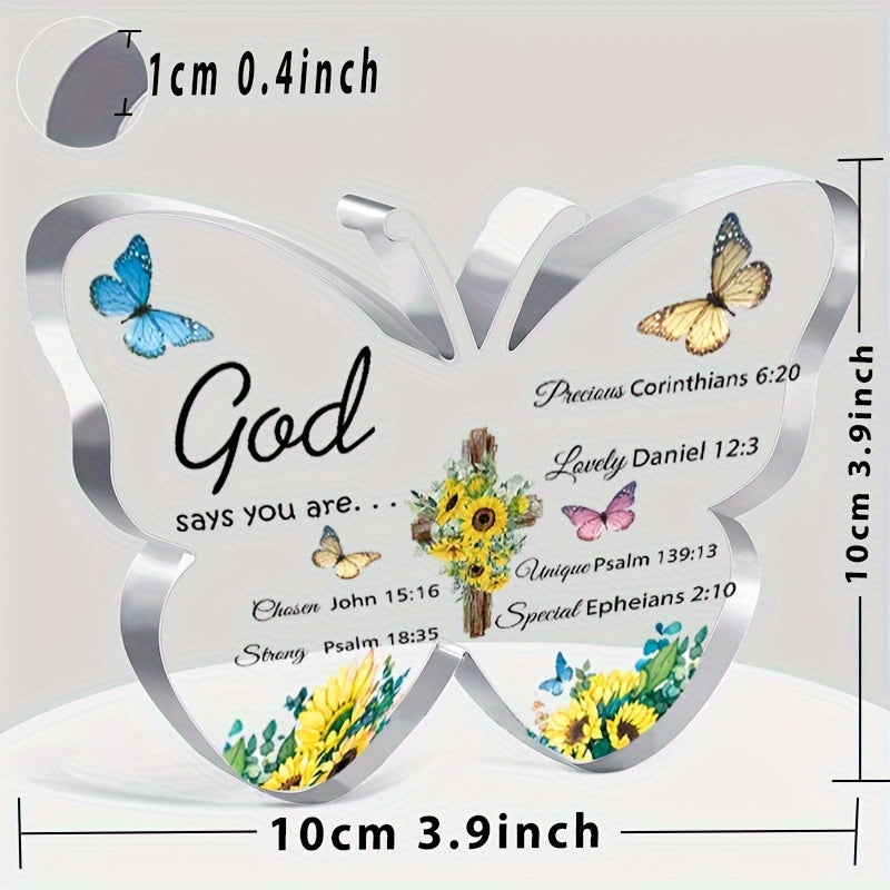 God Says You Are Acrylic Butterfly Christian Gift (4 X4 X0.4 Inch) claimedbygoddesigns