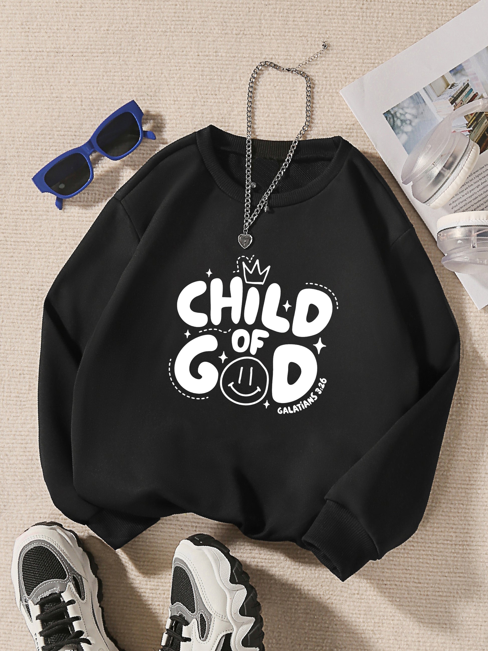 Child Of God Youth Christian Pullover Sweatshirt claimedbygoddesigns