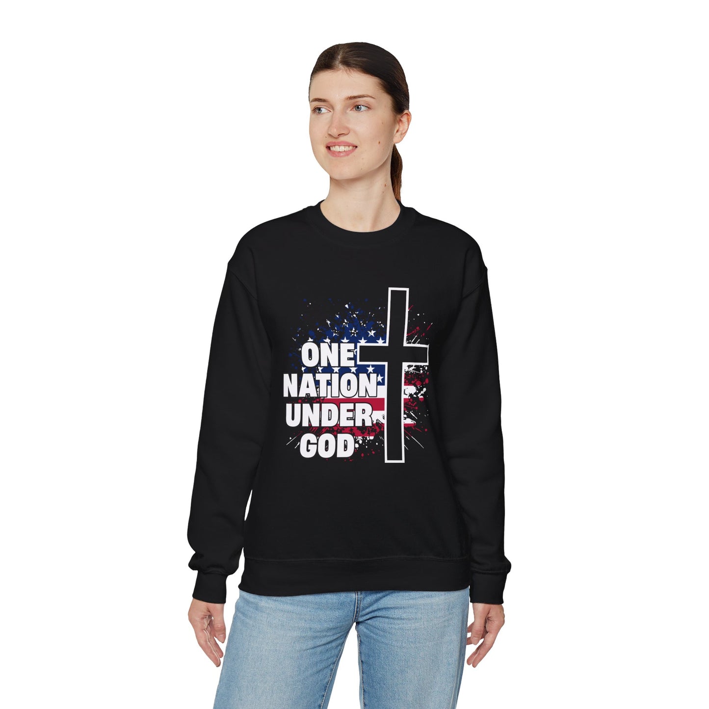 One Nation Under God Unisex Heavy Blend™ Crewneck Christian Sweatshirt