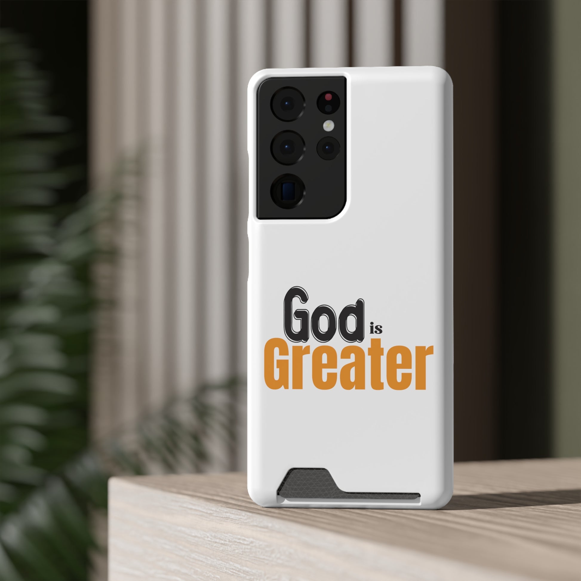 God Is Greater Christian Phone Case With Card Holder Printify