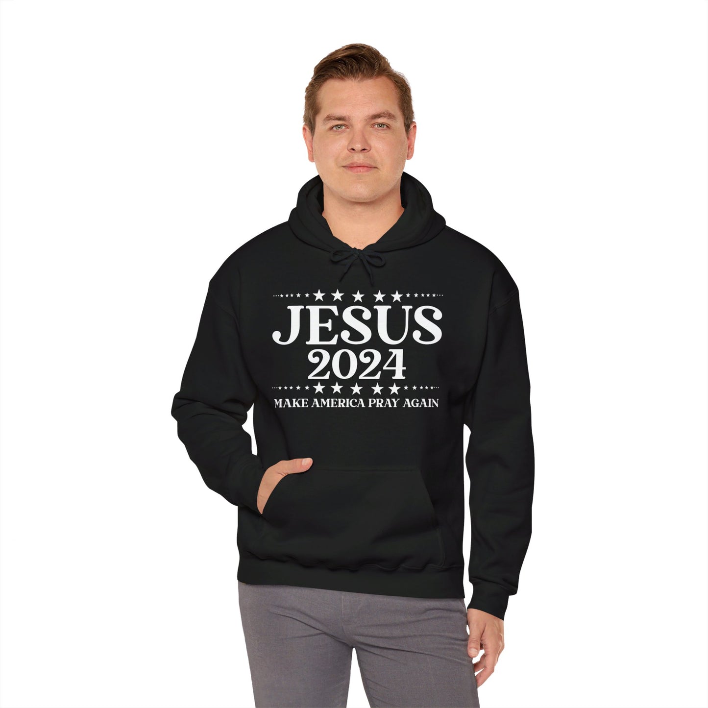 Jesus 2024 Make America Pray Again Unisex Christian Pullover Hooded Sweatshirt