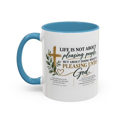 Christian Coffee Mug – "Pleasing Unto God" Inspirational Accent Mug (11/15oz)