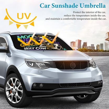 Moo‑ved by Grace — Holy Cow Christian Car Sunshade Umbrella - ClaimedbyGodDesigns