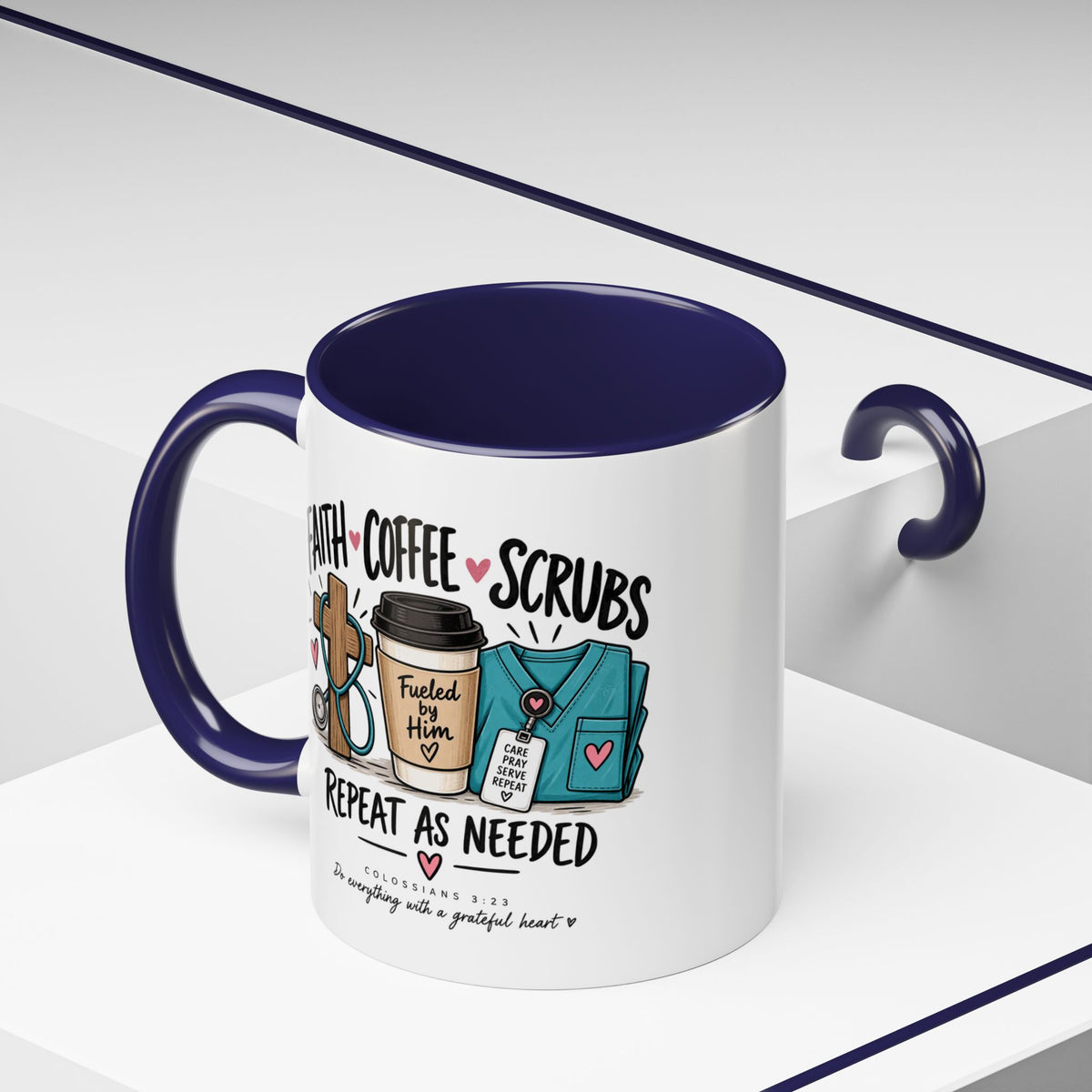 Faith Coffee Scrubs Mug — "Fueled by Him" Christian Nurse Coffee Mug (11oz)