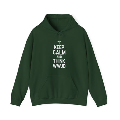 Keep Calm And Think What Would He Do (wwjd)Unisex Christian Hooded Pullover Sweatshirt