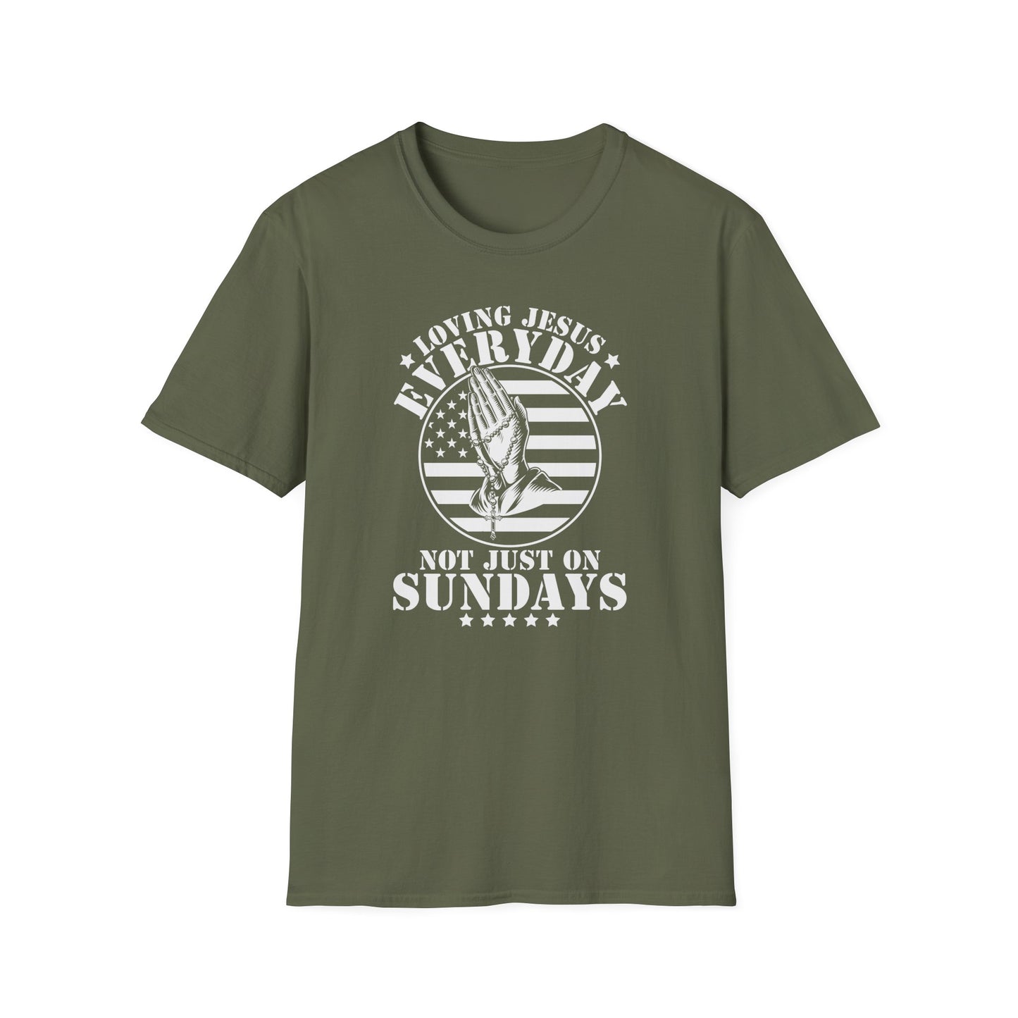 Loving Jesus Everyday Not Just On Sundays American Patriotic Christian Unisex T-shirt