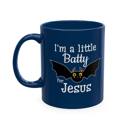 I'm a Little Batty for Jesus Mug – Christian Halloween Ceramic Coffee Cup