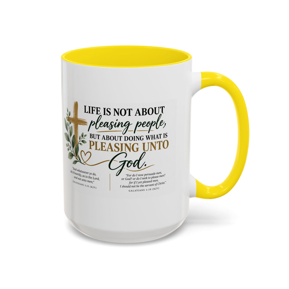Christian Coffee Mug – "Pleasing Unto God" Inspirational Accent Mug (11/15oz)