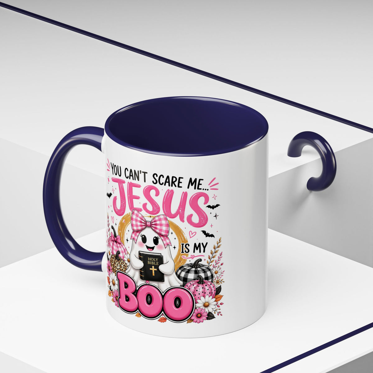 You Can’t Scare Me Jesus Is My Boo Coffee Mug — Halloween Christian Accent Mug