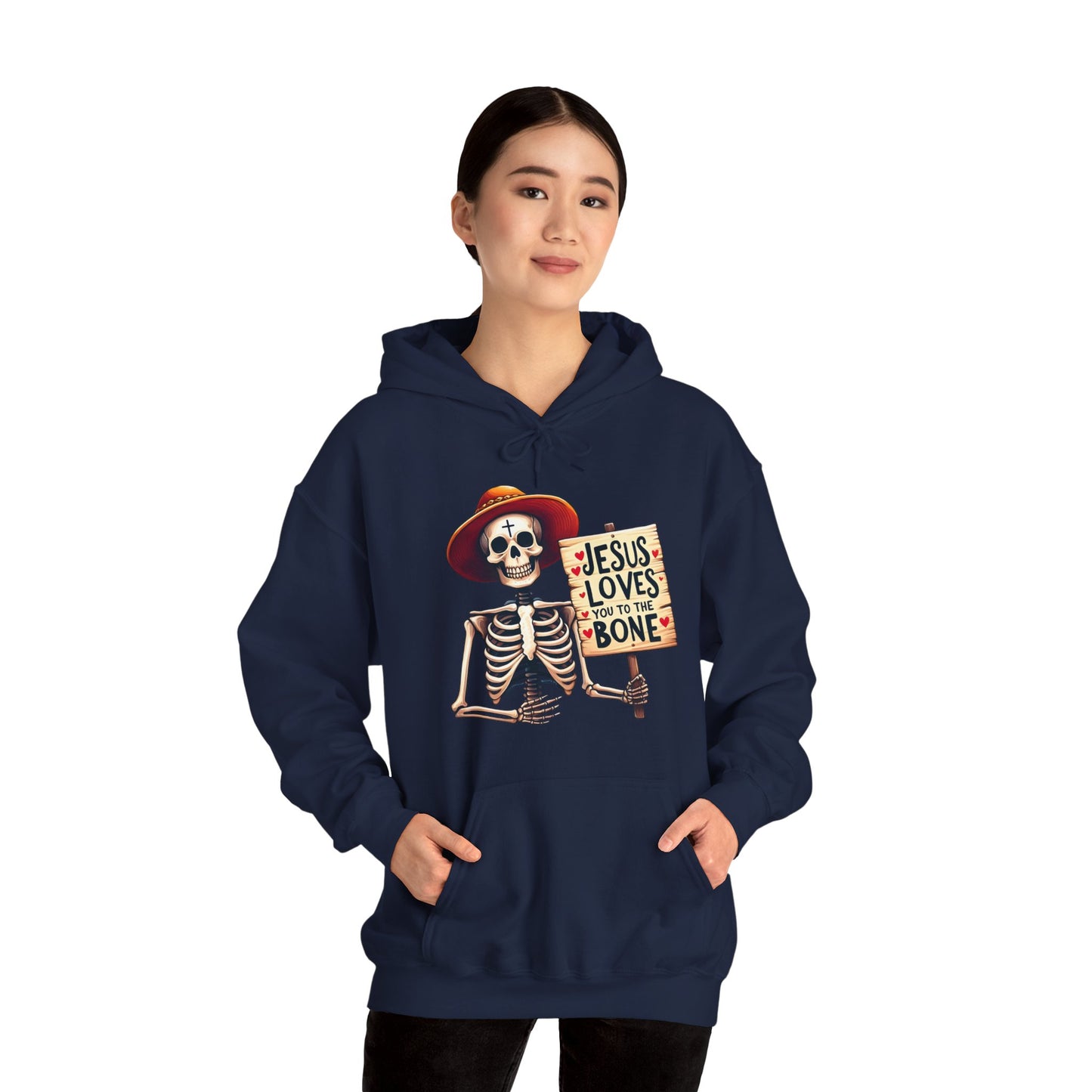 Jesus Loves You To The Bone (Halloween Themed) Unisex Christian Hooded Pullover Sweatshirt