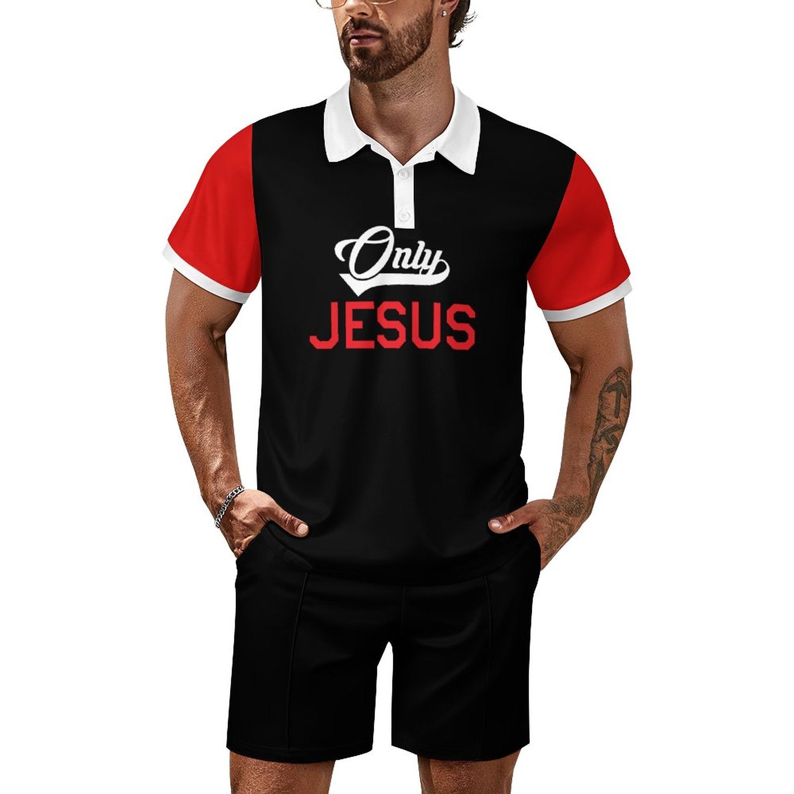 Only Jesus Men's Christian Casual Outfit Polo Set SALE-Personal Design