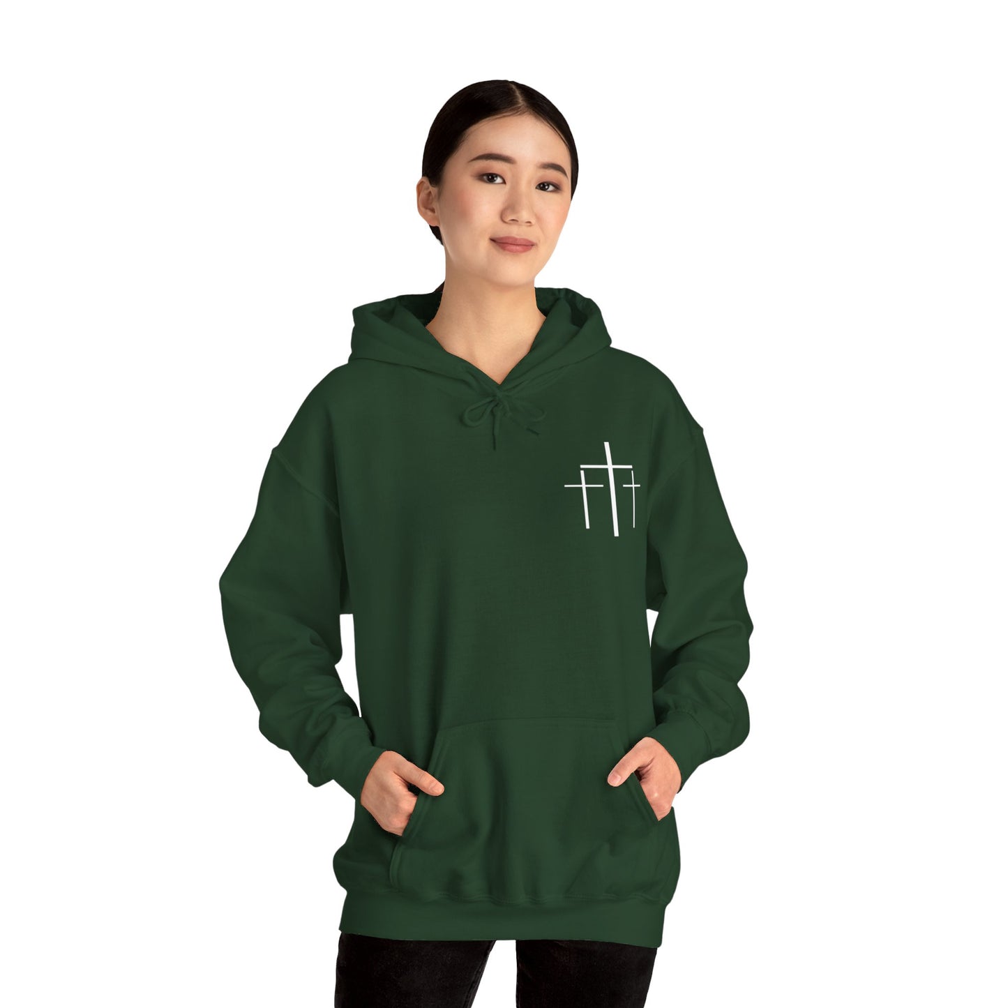 Faith Over Fear 3 Crosses  Unisex Christian Hooded Pullover Sweatshirt