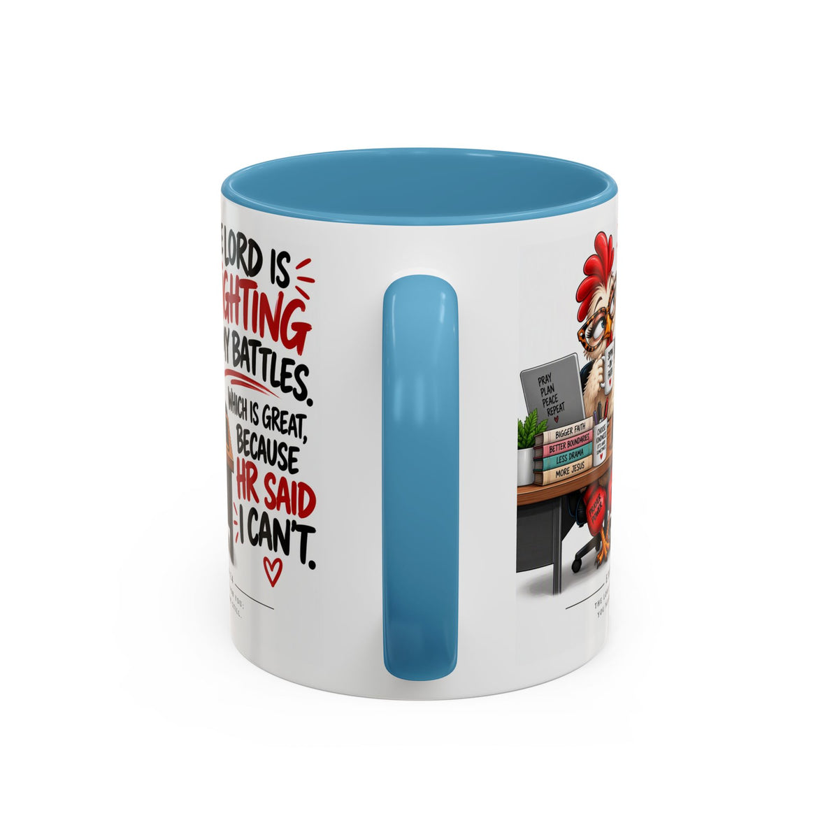 Inspirational Accent Coffee Mug — “The Lord Is Fighting My Battles” Faith Quote (11/15oz)