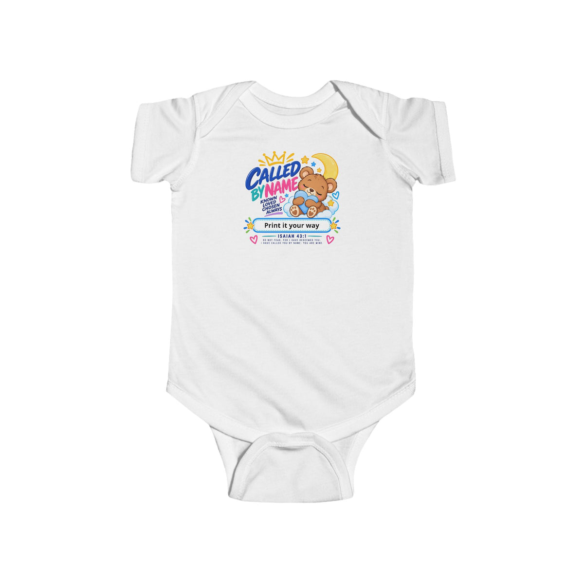 Called Me By Name cartoon blessing baby bodysuit, Christian onesie