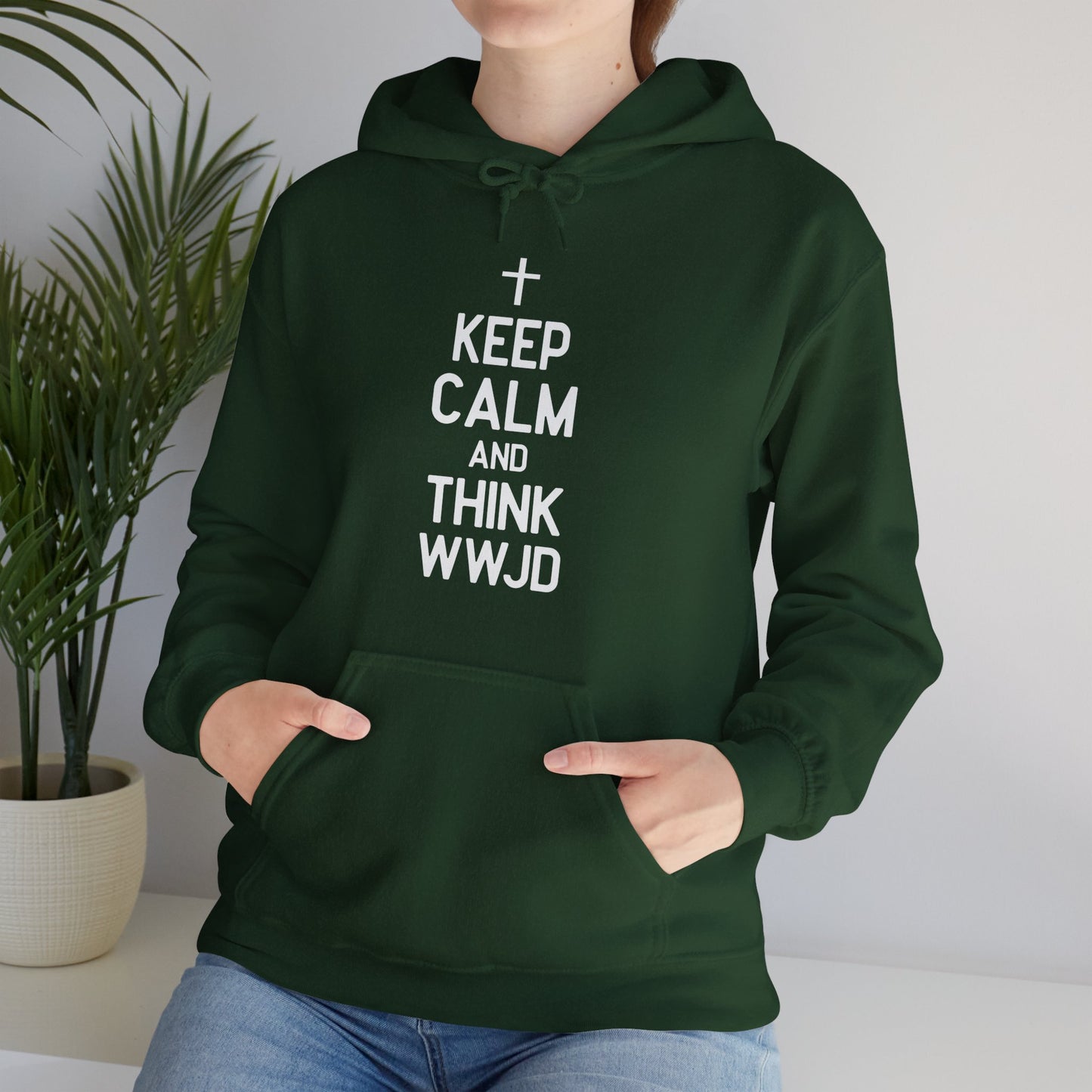 Keep Calm And Think What Would Jesus Do (wwjd)Unisex Christian Hooded Pullover Sweatshirt