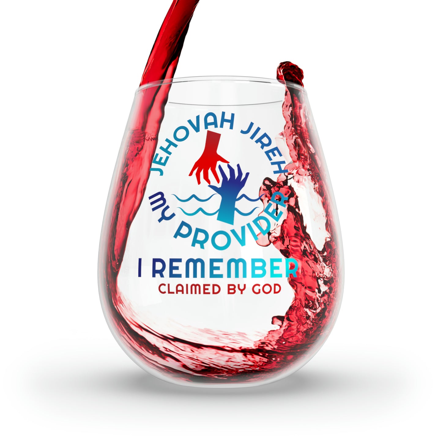 Jehovah Jireh My Provider I Remember Stemless Wine Glass, 11.75oz
