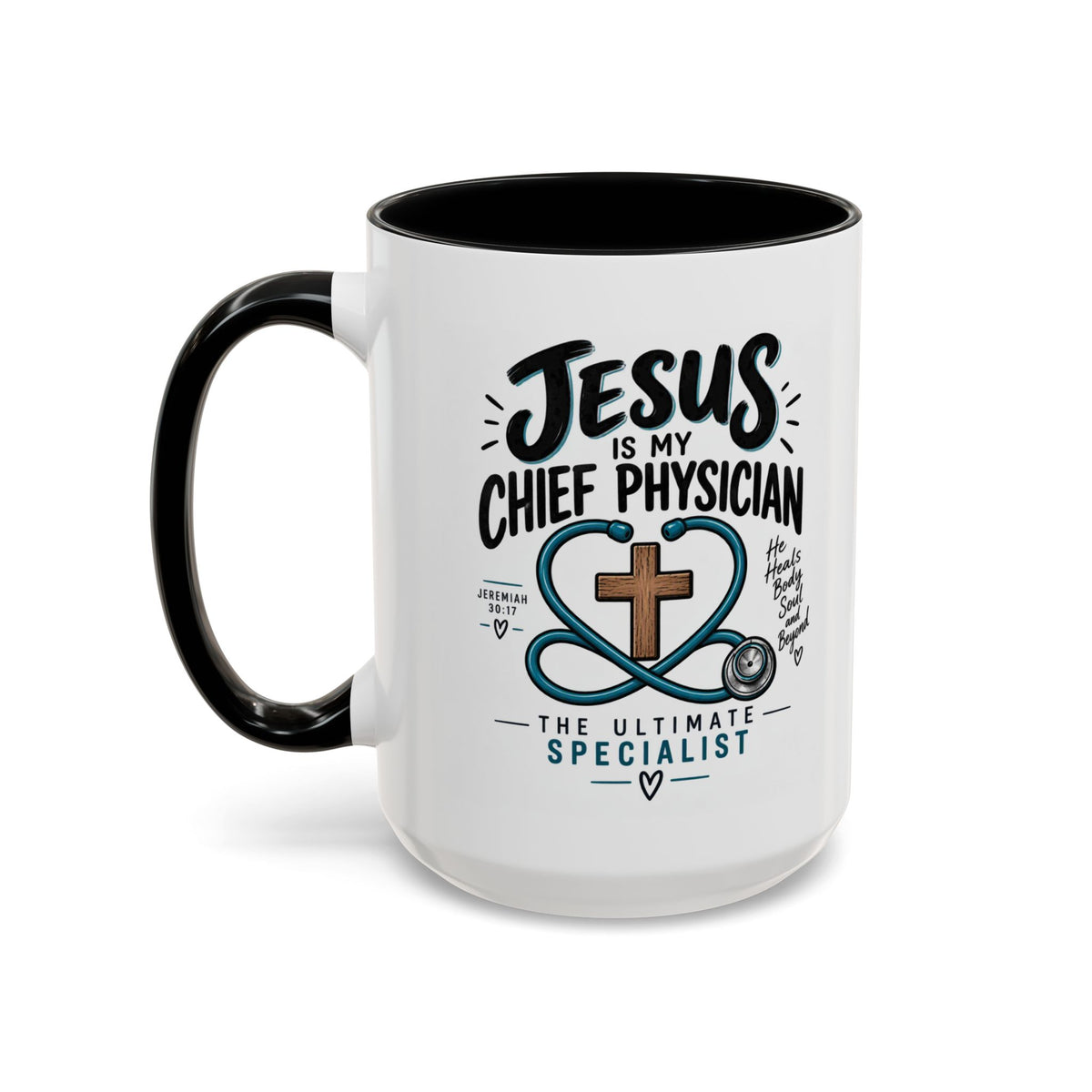 Jesus Is My Chief Physician Accent Coffee Mug – Christian Faith Medical Gift