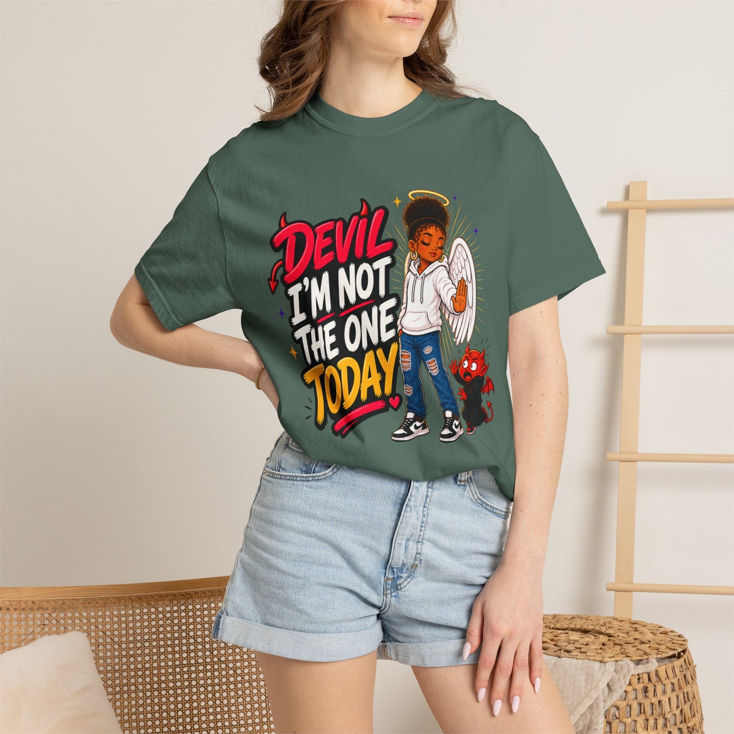 Devil I'm Not the One Today T-Shirt — Funny Angel vs Devil Graphic Tee - ClaimedbyGodDesigns